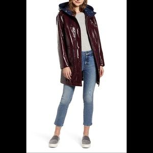 Sam Edelman Contrast Hood Glossy Raincoat